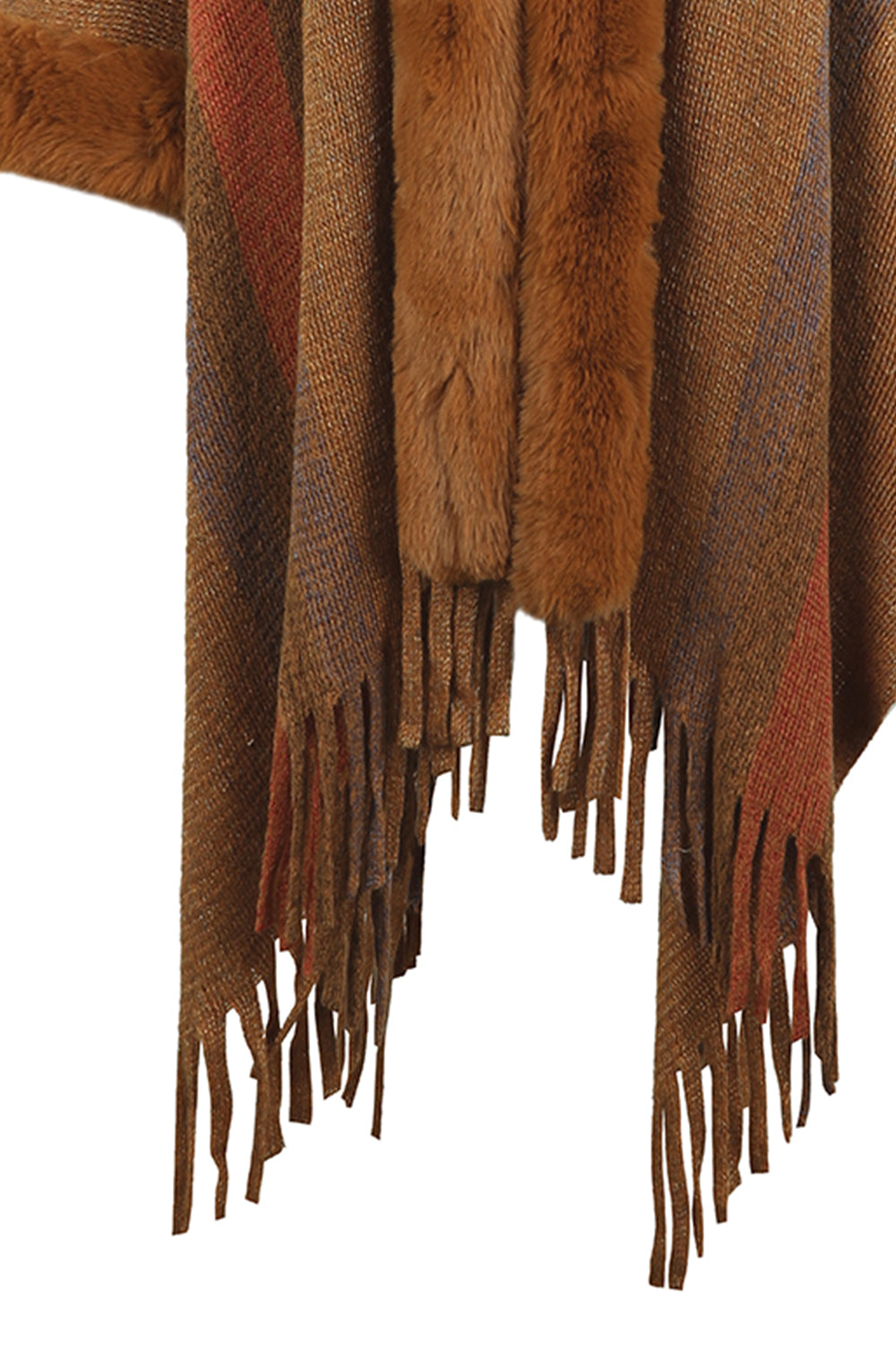 TFE: Vibrant Fringe-Accented Color Block Poncho