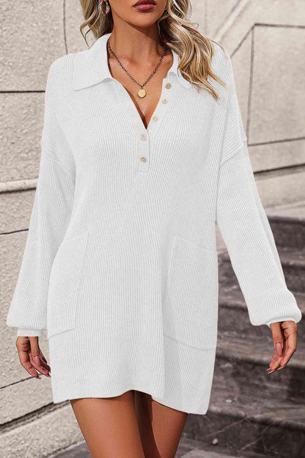 TFE: Johnny Collar Drop Shoulder Sweater Dress