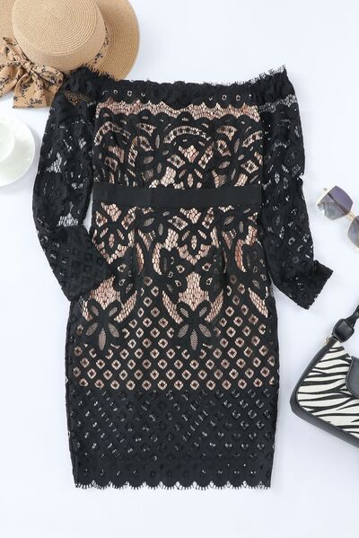 TFE: Off-Shoulder Long Sleeve Lace Dress