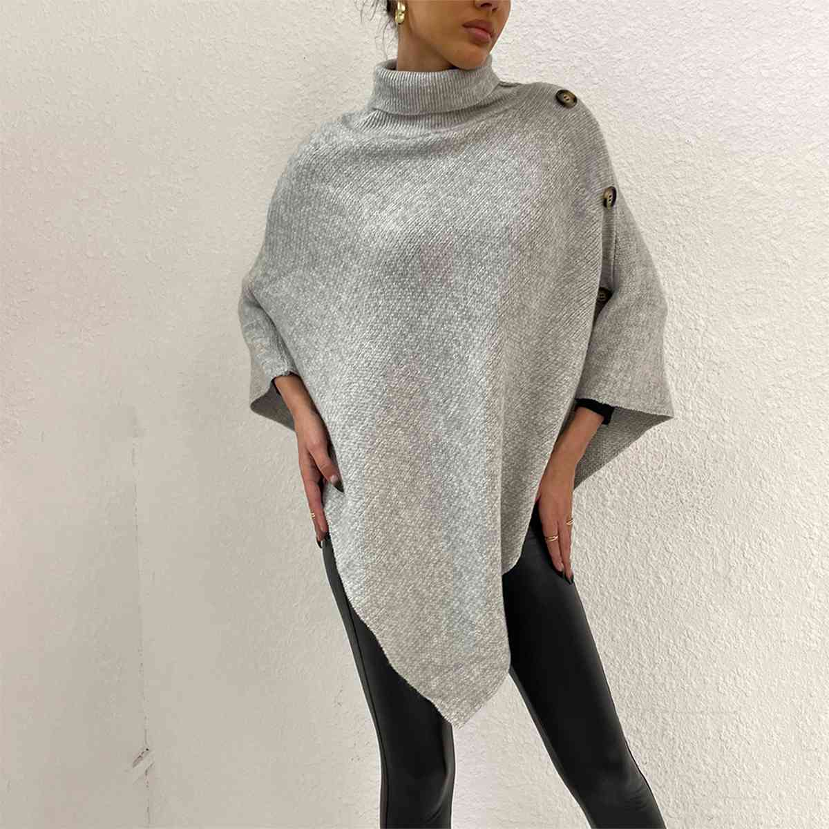 TFE: Turtleneck Buttoned Poncho