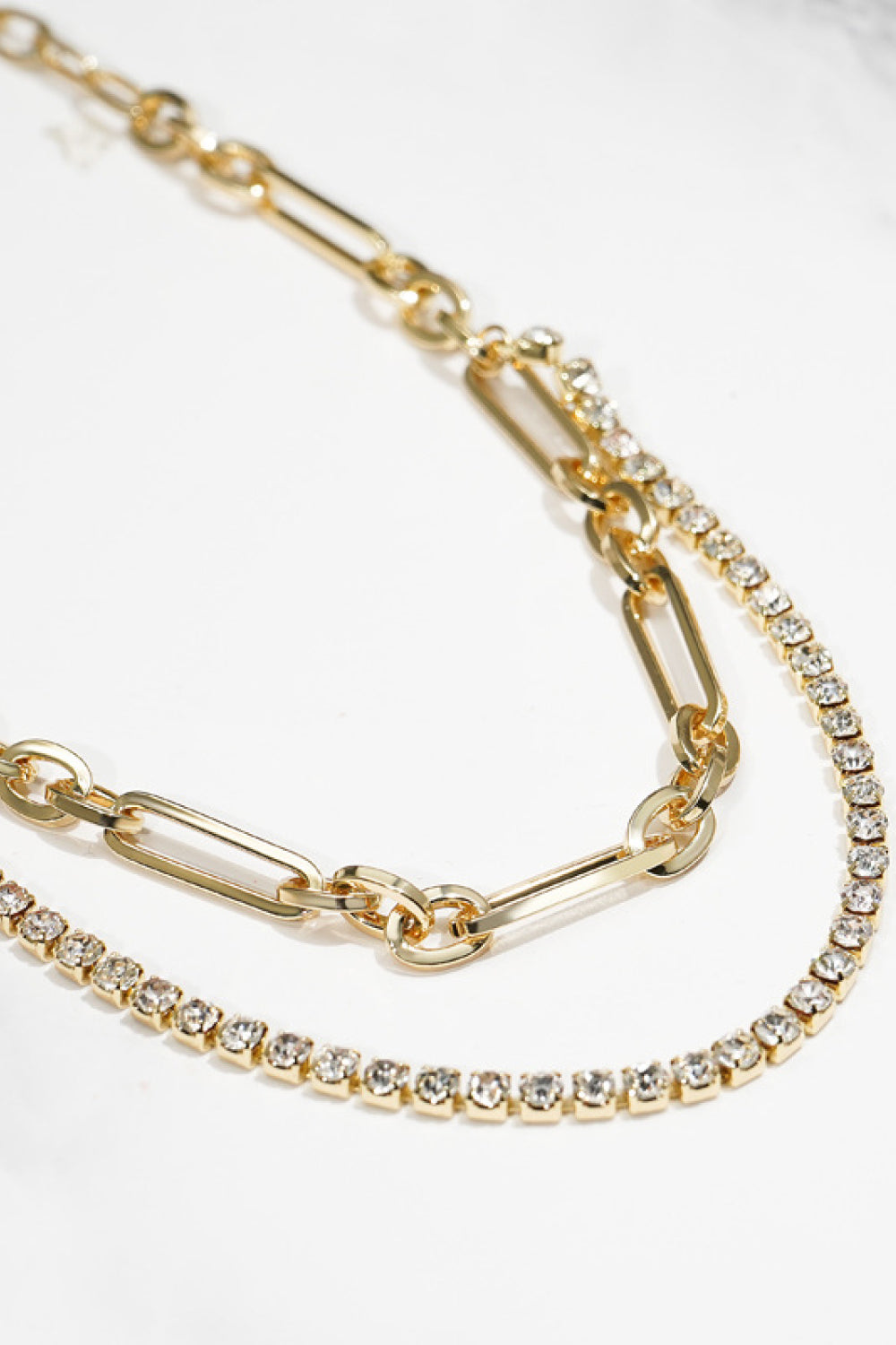 TFE: 18K Gold Plated Glass Stone Necklace