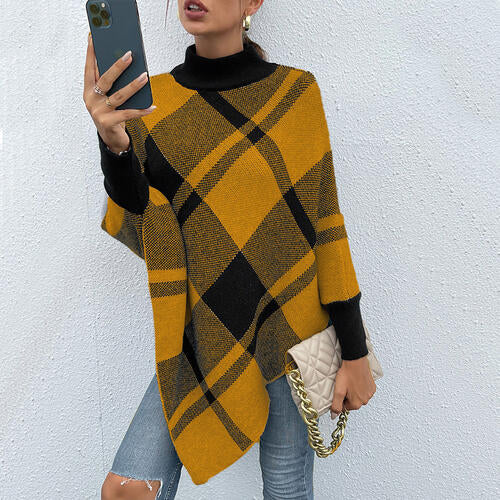 TFE: Highland Heritage Plaid Turtleneck Poncho