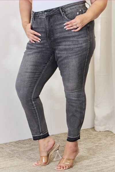 TFE: Judy Blue Full Size High Waist Tummy Control Release Hem Skinny Jeans