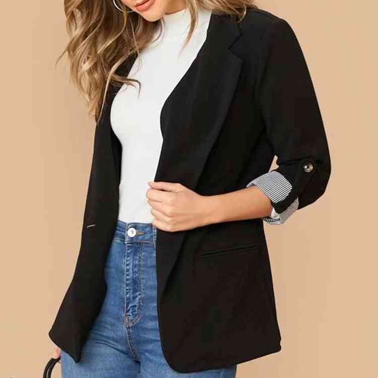 TFE: Lapel Collar Roll-Tab Sleeve Blazer