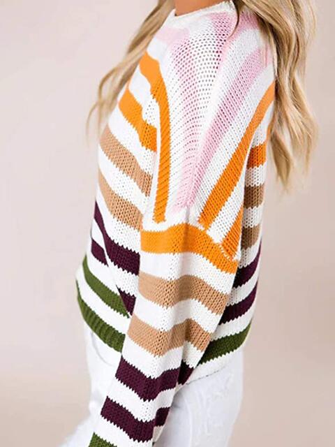 TFE: Colorful Striped Round Neck Knit Sweater