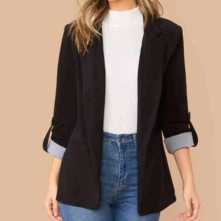 TFE: Lapel Collar Roll-Tab Sleeve Blazer