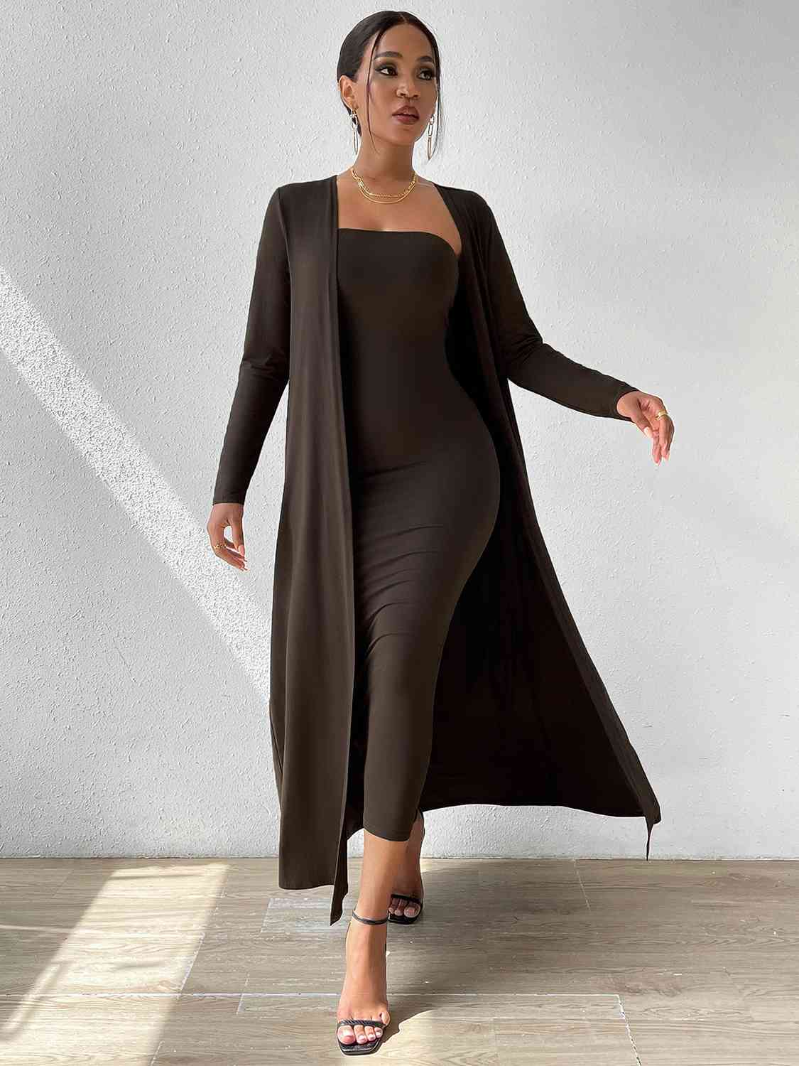 TFE: Elegance Unveiled Strapless Dress and Cardigan Set