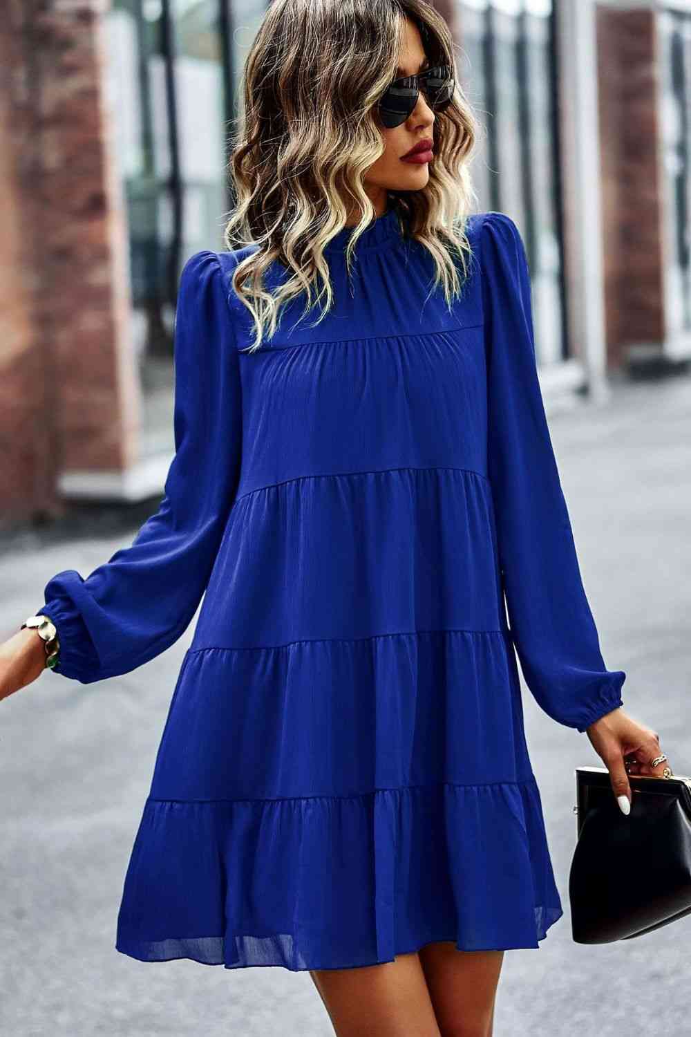 TFE: Whimsical Charm Ruffled Collar Puff Sleeve Mini Dress