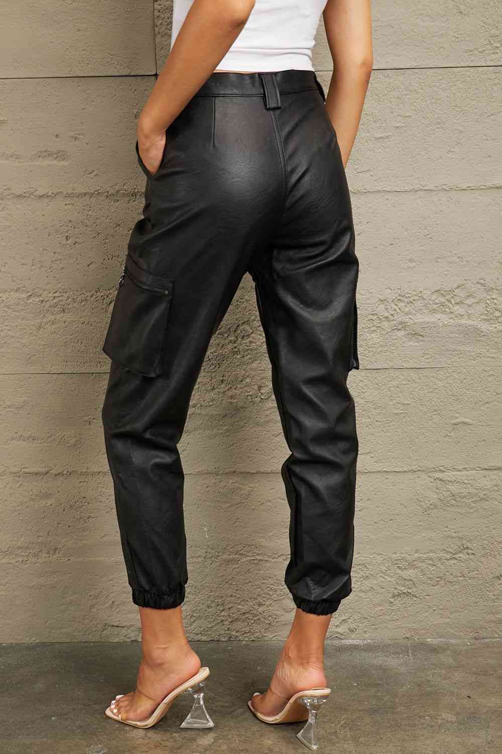 TFE: High Chic Rise Leather Joggers