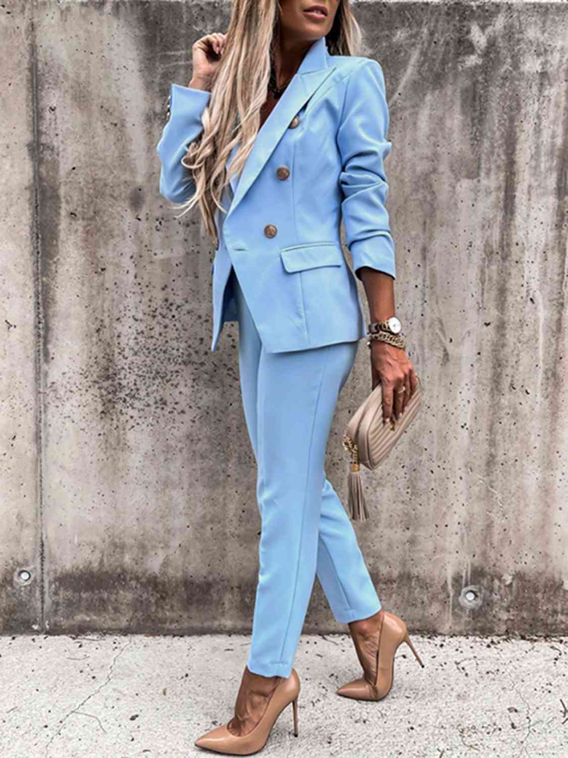 TFE: Lapel Collar Long Sleeve Blazer and Pants Set