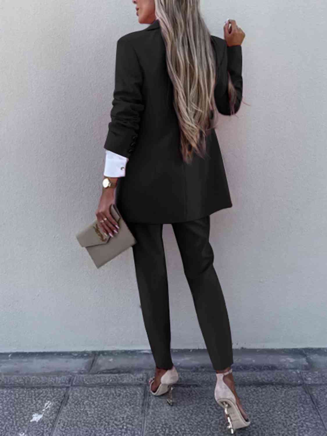 TFE: Lapel Collar Long Sleeve Blazer and Pants Set