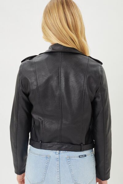 TFE: Faith Apparel Faux Leather Zip Up Biker Jacket