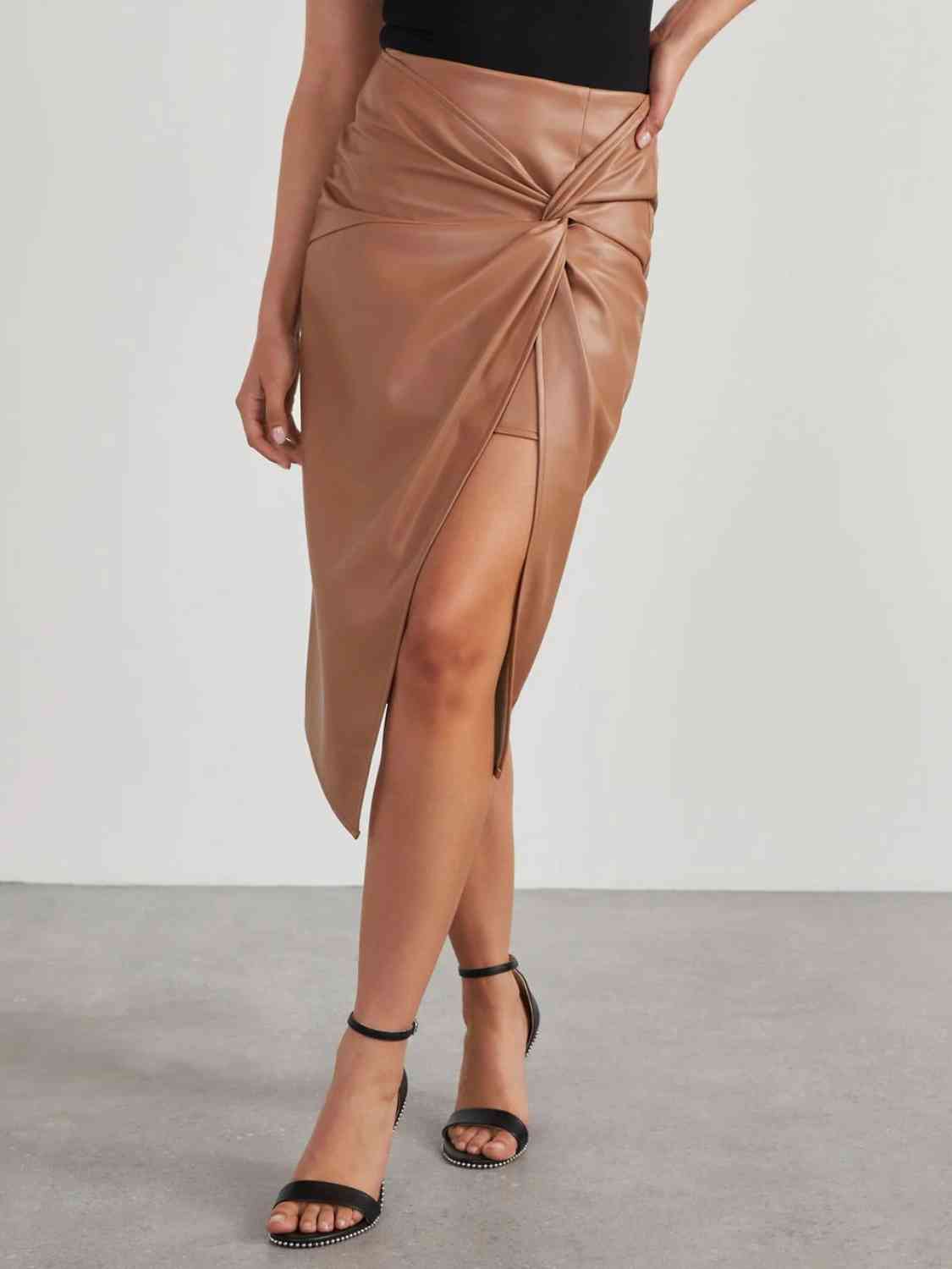 TFE: Sculpted Elegance Twist Detail High Waist Skirt