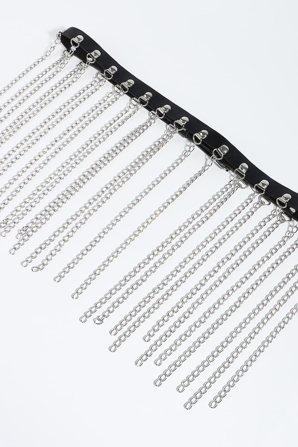 TFE: Belt with Fringed Chain in Faux Leather