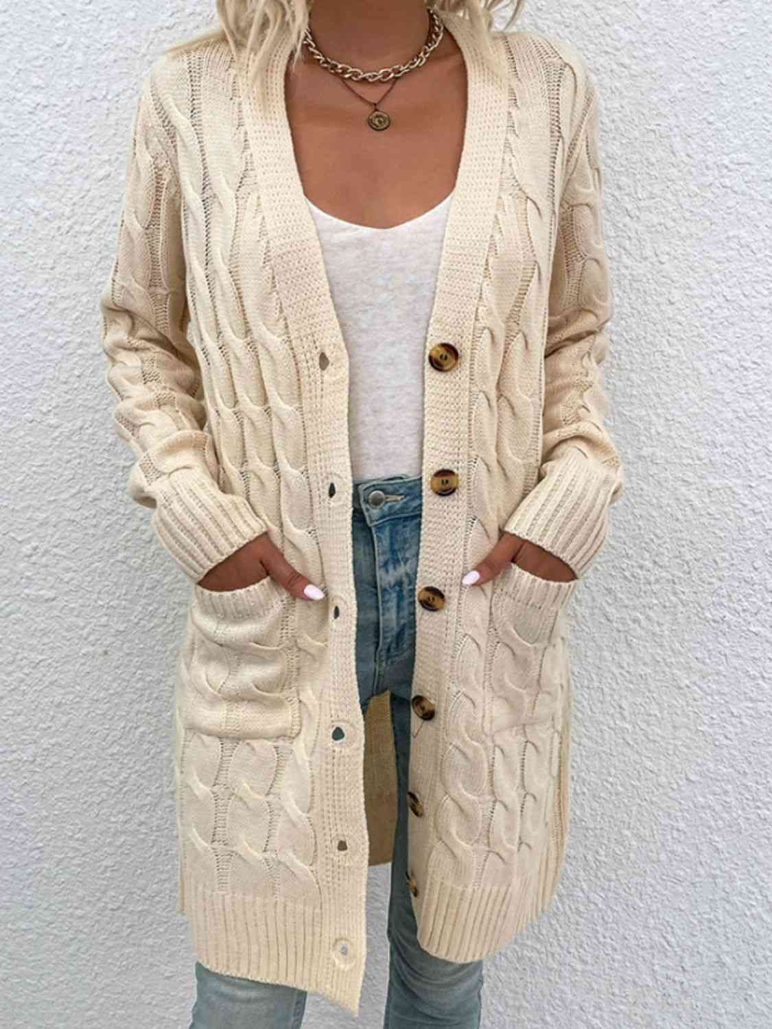 TFE: Comfy Long-Knit Button Down Cardigan with Pockets