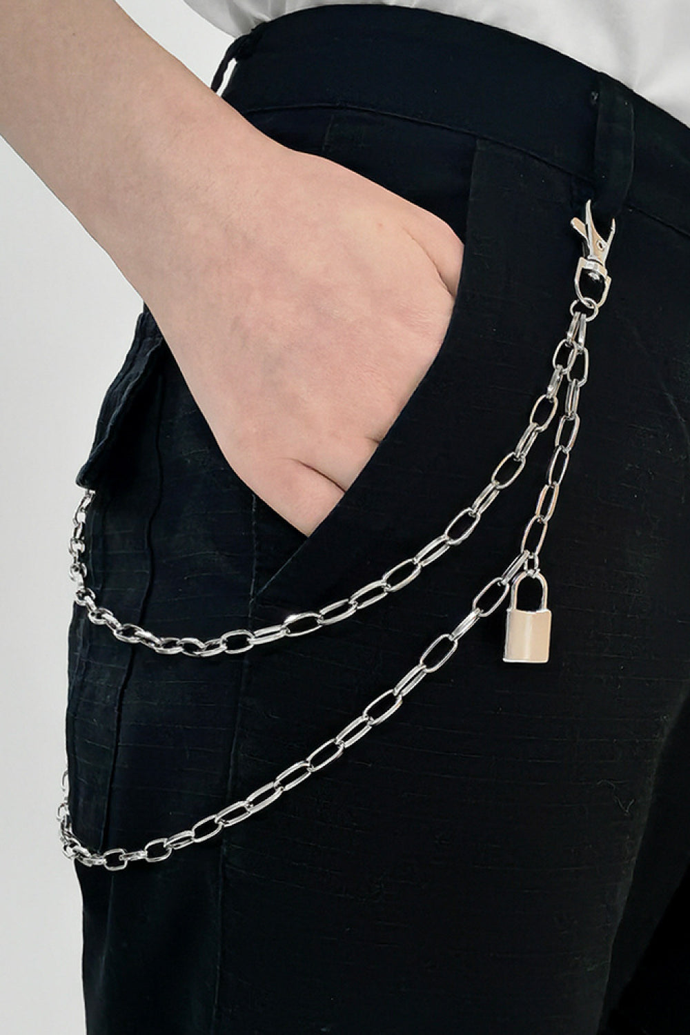 TFE: Two-Tiered Iron Link Belt with Lock Pendant