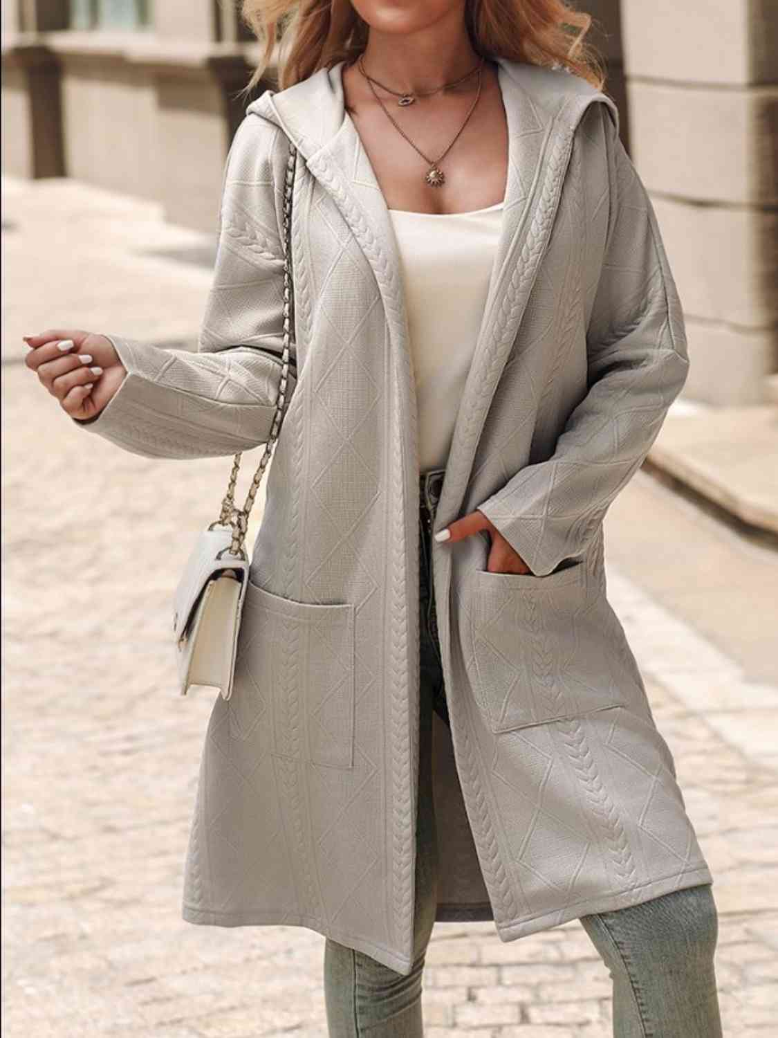 TFE: Geometric Hooded  Coat with Pockets