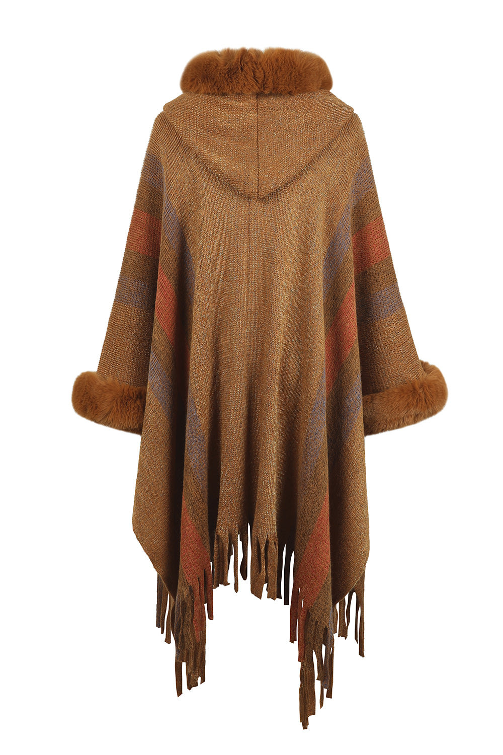 TFE: Vibrant Fringe-Accented Color Block Poncho