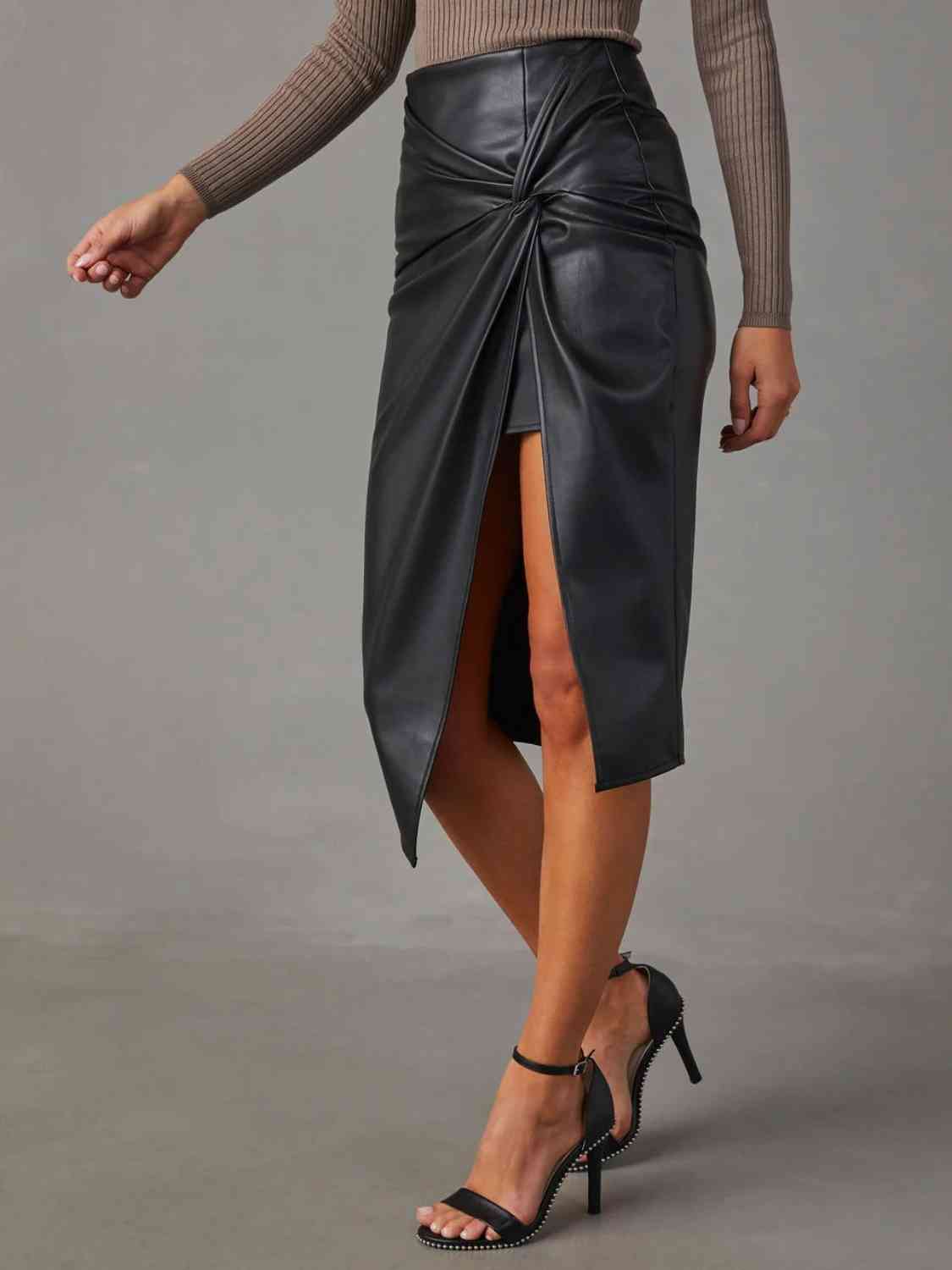 TFE: Sculpted Elegance Twist Detail High Waist Skirt