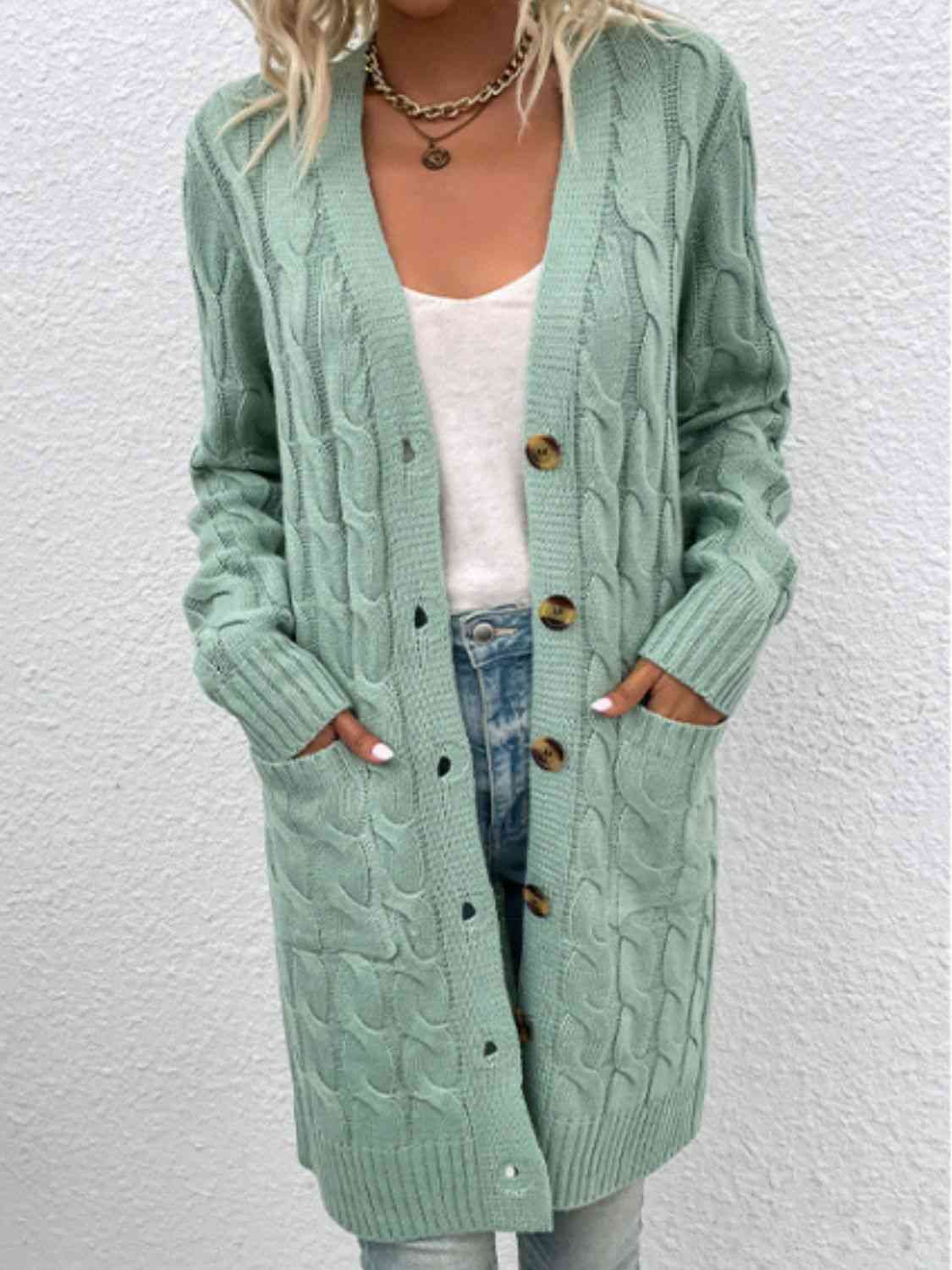 TFE: Comfy Long-Knit Button Down Cardigan with Pockets