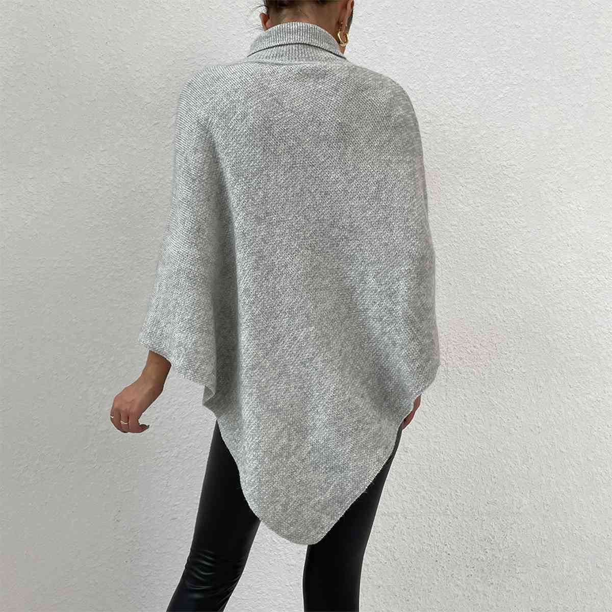 TFE: Turtleneck Buttoned Poncho