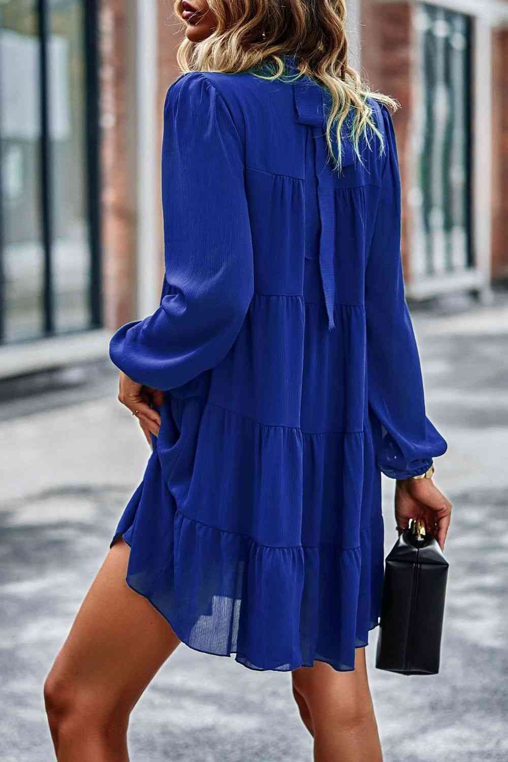 TFE: Whimsical Charm Ruffled Collar Puff Sleeve Mini Dress