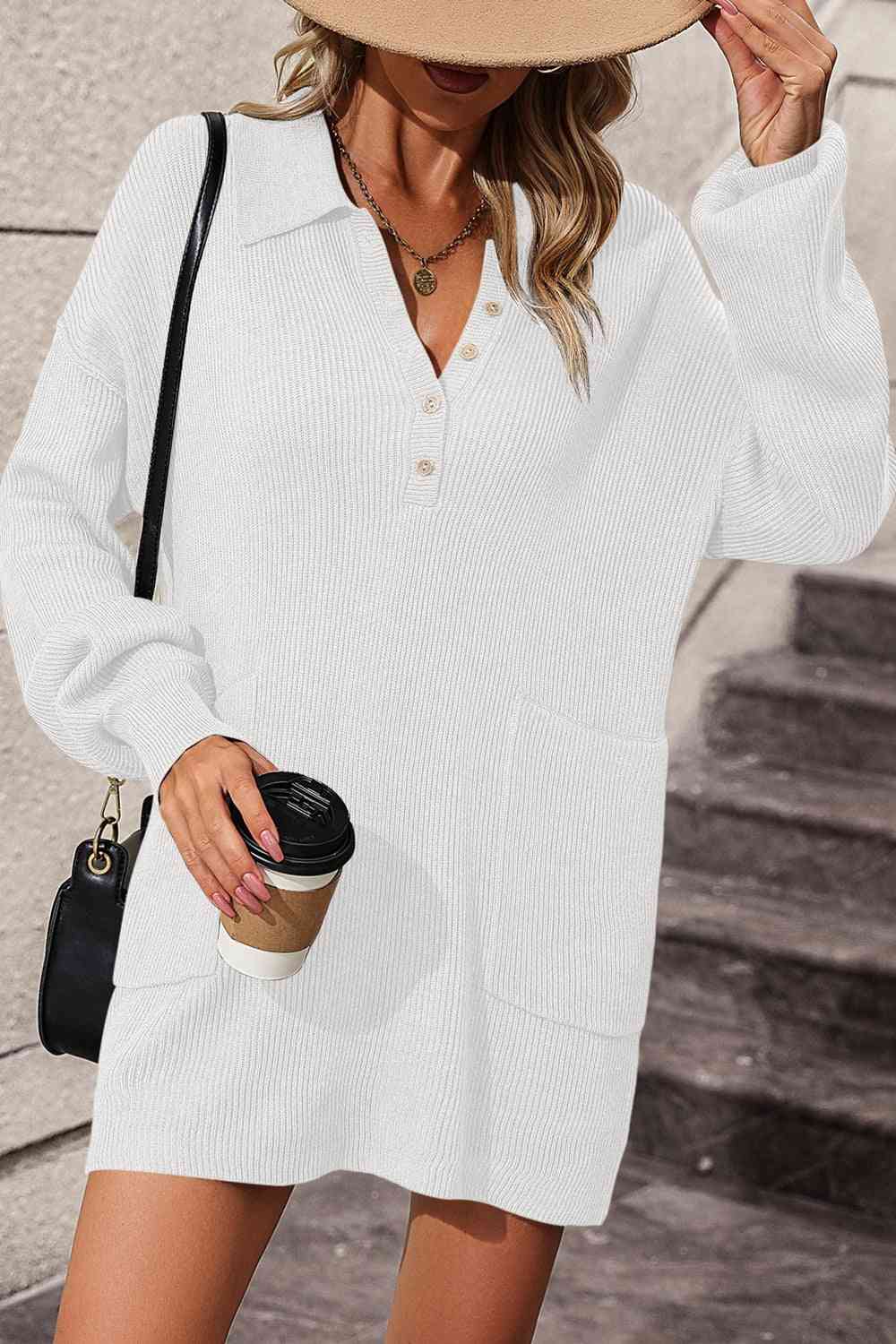 TFE: Johnny Collar Drop Shoulder Sweater Dress