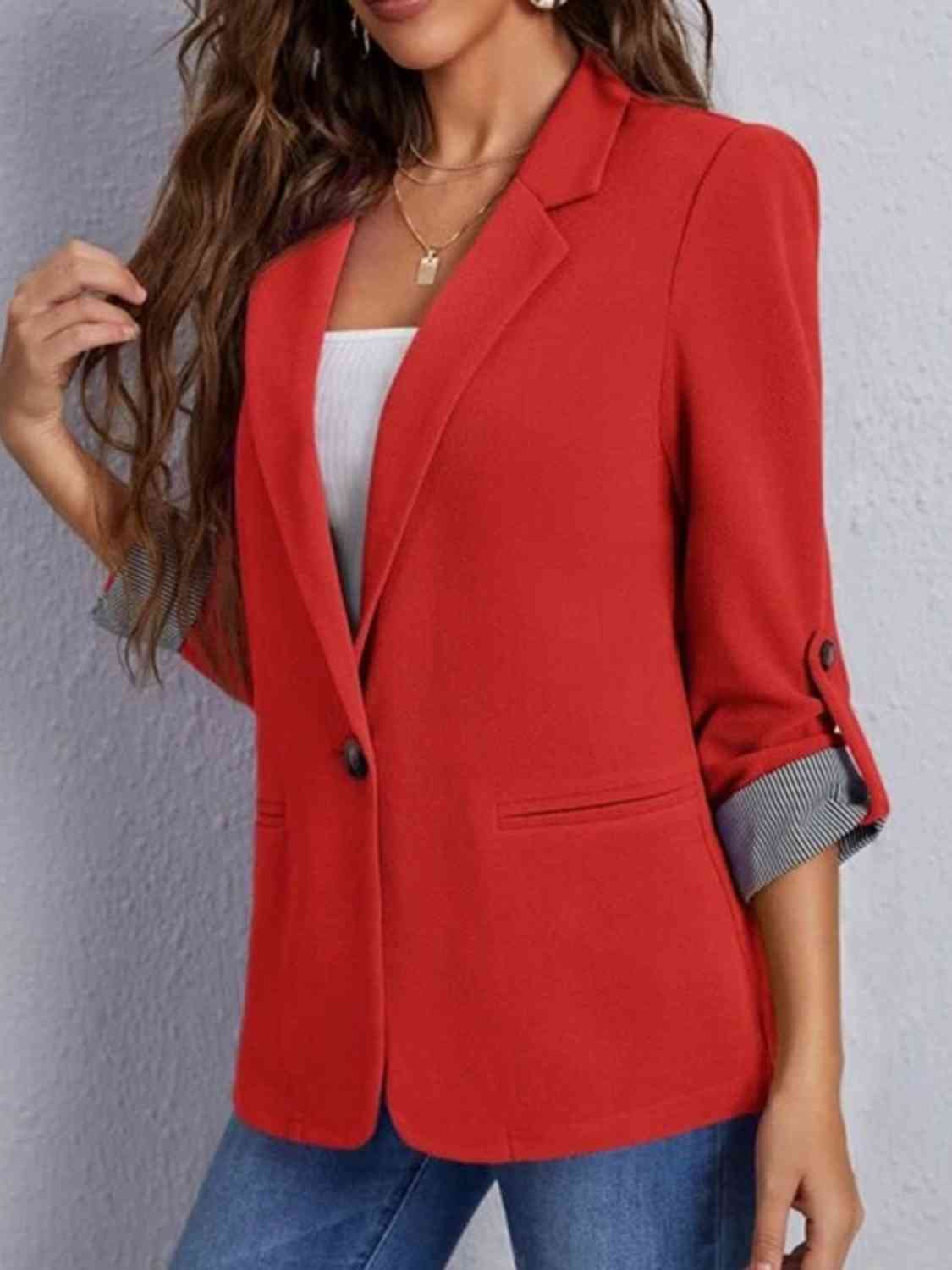 TFE: Lapel Collar Roll-Tab Sleeve Blazer