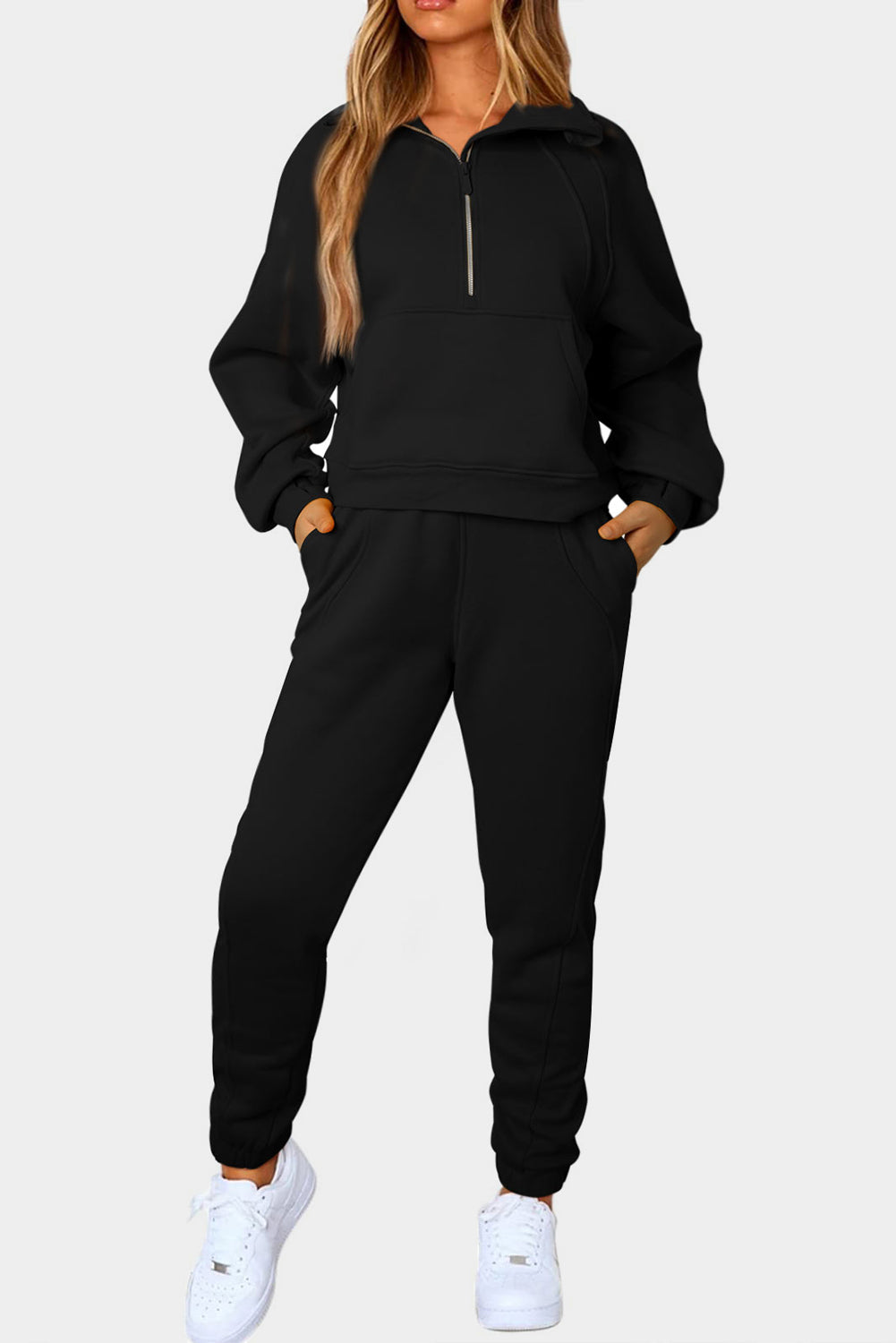 TFE: Sporty Elegance Half-Zip Set with Convenient Pockets