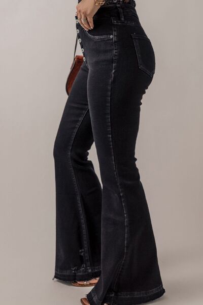 TFE: Button-Fly Flare Jeans with Pockets