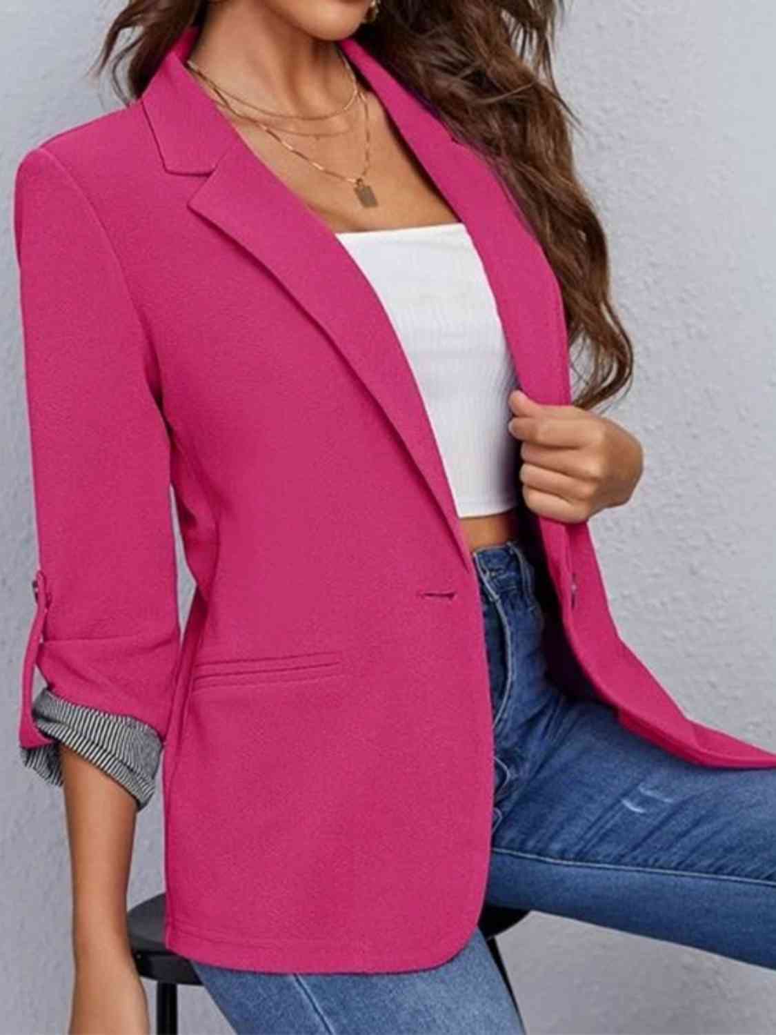 TFE: Lapel Collar Roll-Tab Sleeve Blazer