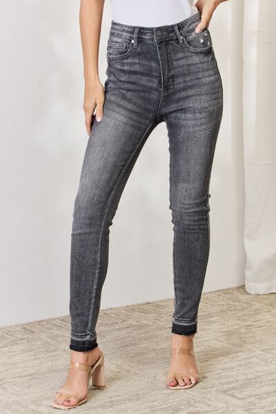 TFE: Judy Blue Full Size High Waist Tummy Control Release Hem Skinny Jeans