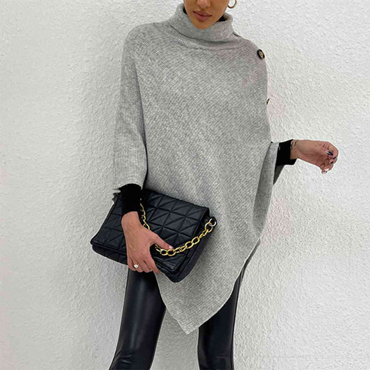 TFE: Turtleneck Buttoned Poncho