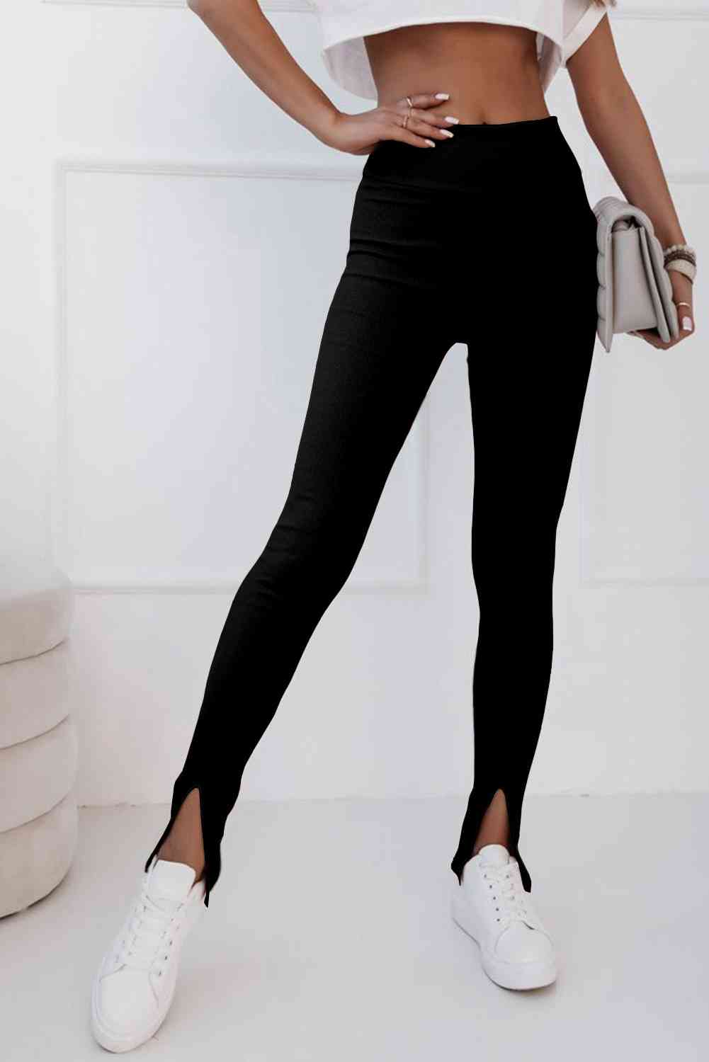 TFE: High Waist Ribbed Slit Leggings