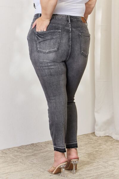 TFE: Judy Blue Full Size High Waist Tummy Control Release Hem Skinny Jeans