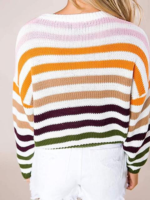 TFE: Colorful Striped Round Neck Knit Sweater