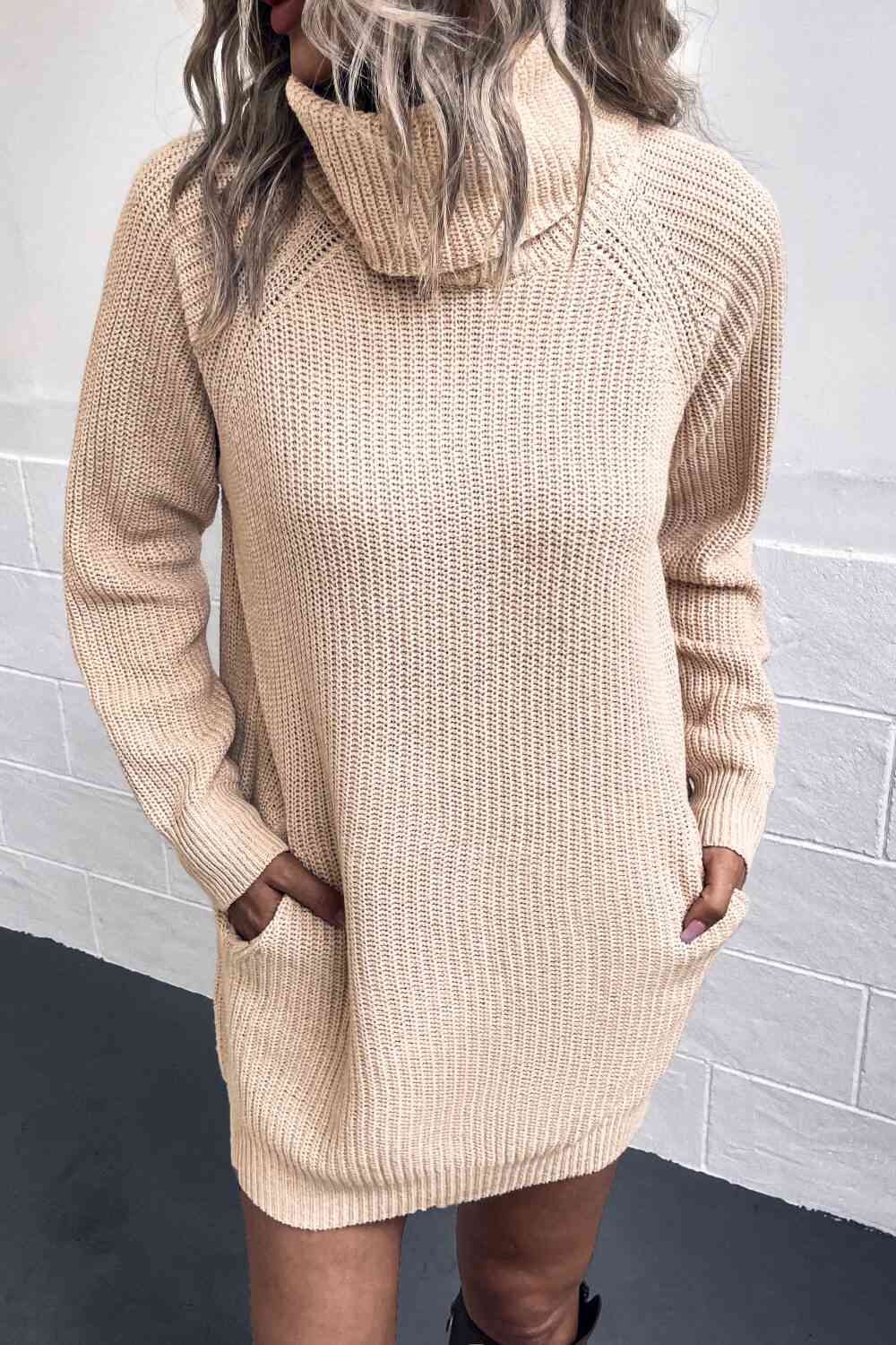 TFE: Cozy Haven: Turtleneck Sweater Dress with Pockets