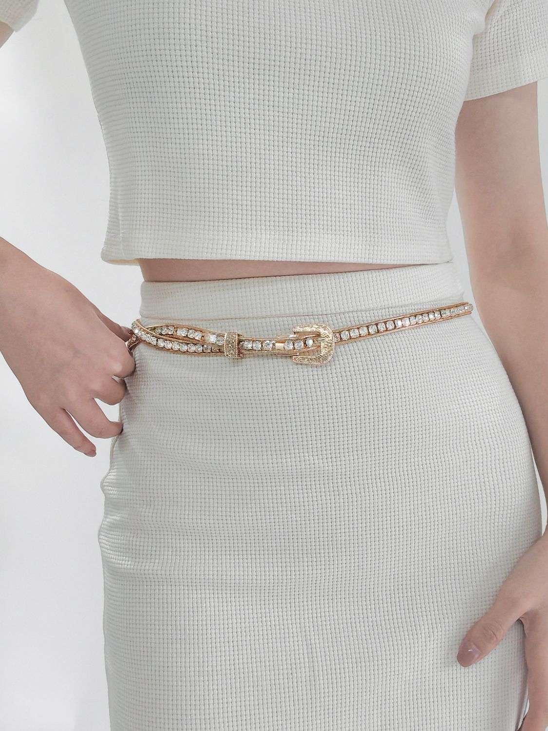 TFE: Crystal-Studded Metallic Belt