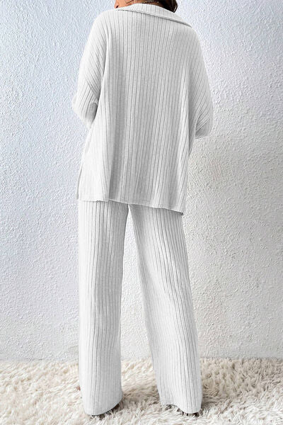 TFE: Ribbed Slit Top and Pants Set