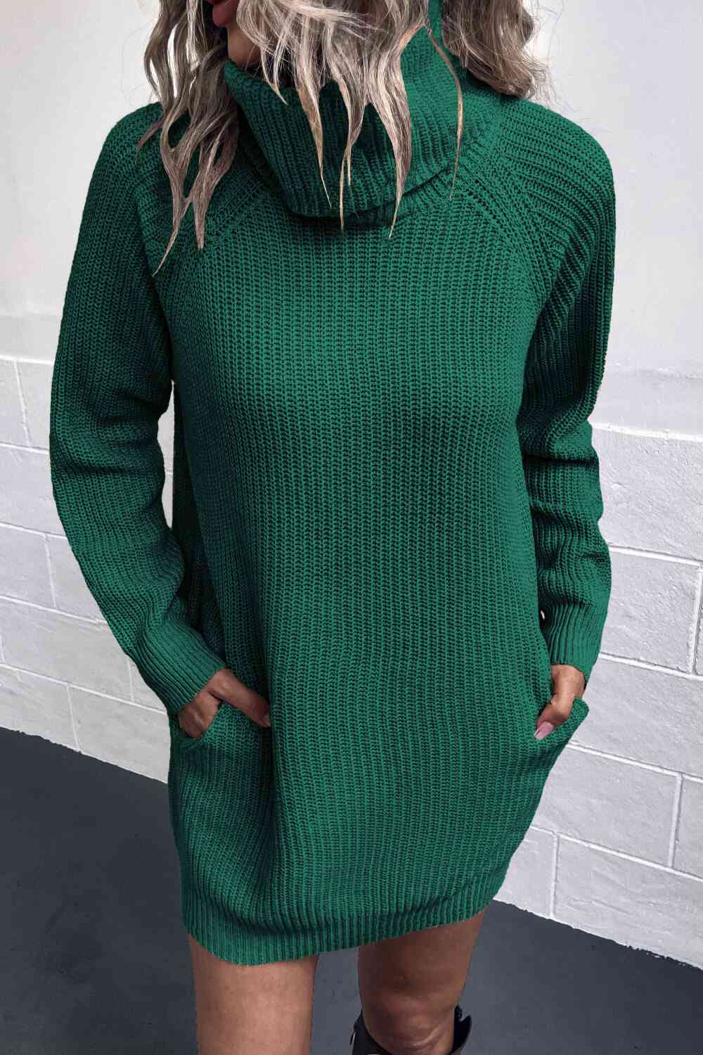 TFE: Cozy Haven: Turtleneck Sweater Dress with Pockets