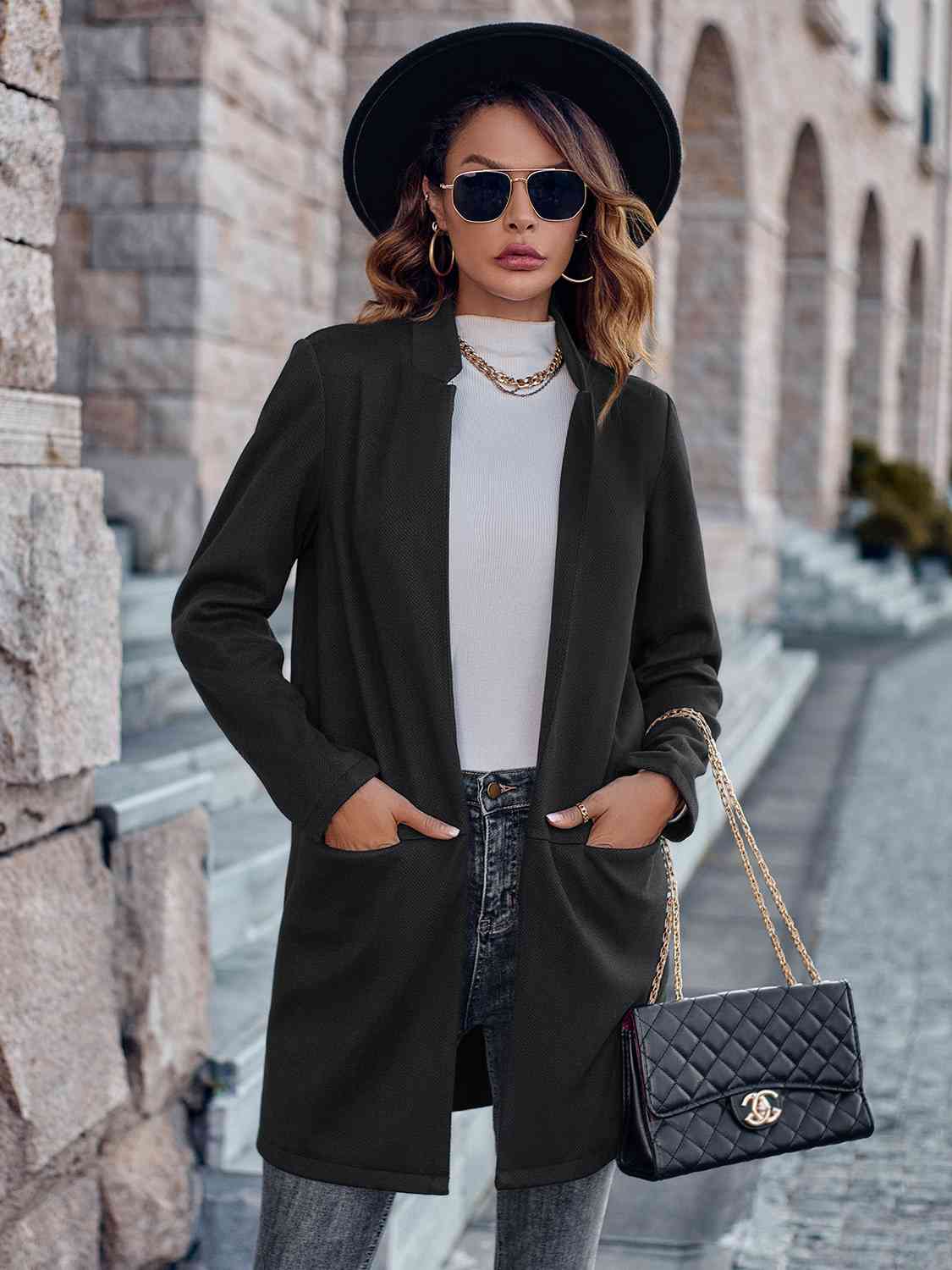 TFE: Elegance Unveiled Open Front Long Sleeve Blazer"