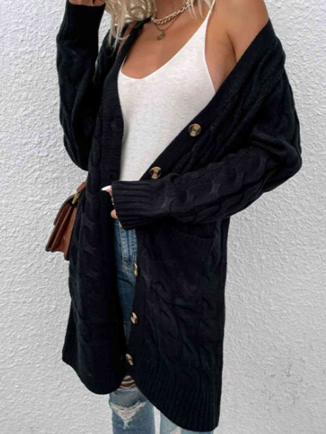 TFE: Comfy Long-Knit Button Down Cardigan with Pockets