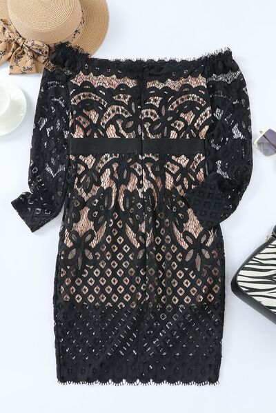 TFE: Off-Shoulder Long Sleeve Lace Dress