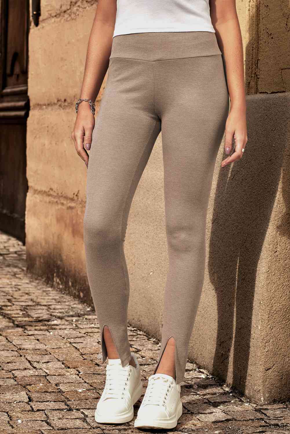 TFE: High Waist Ribbed Slit Leggings