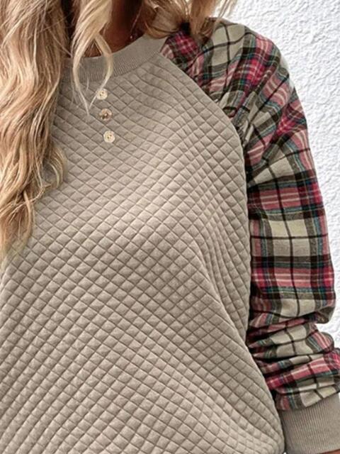 TFE: Sweatshirt with a Round Neck in a Plaid Pattern