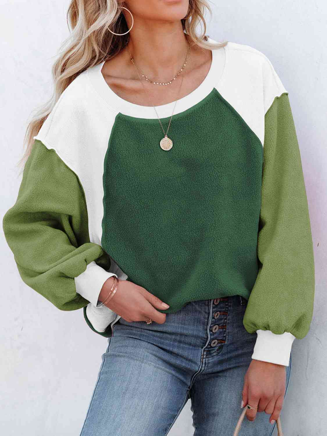 TFE: Color Block Exposed Seam Sweatshirt