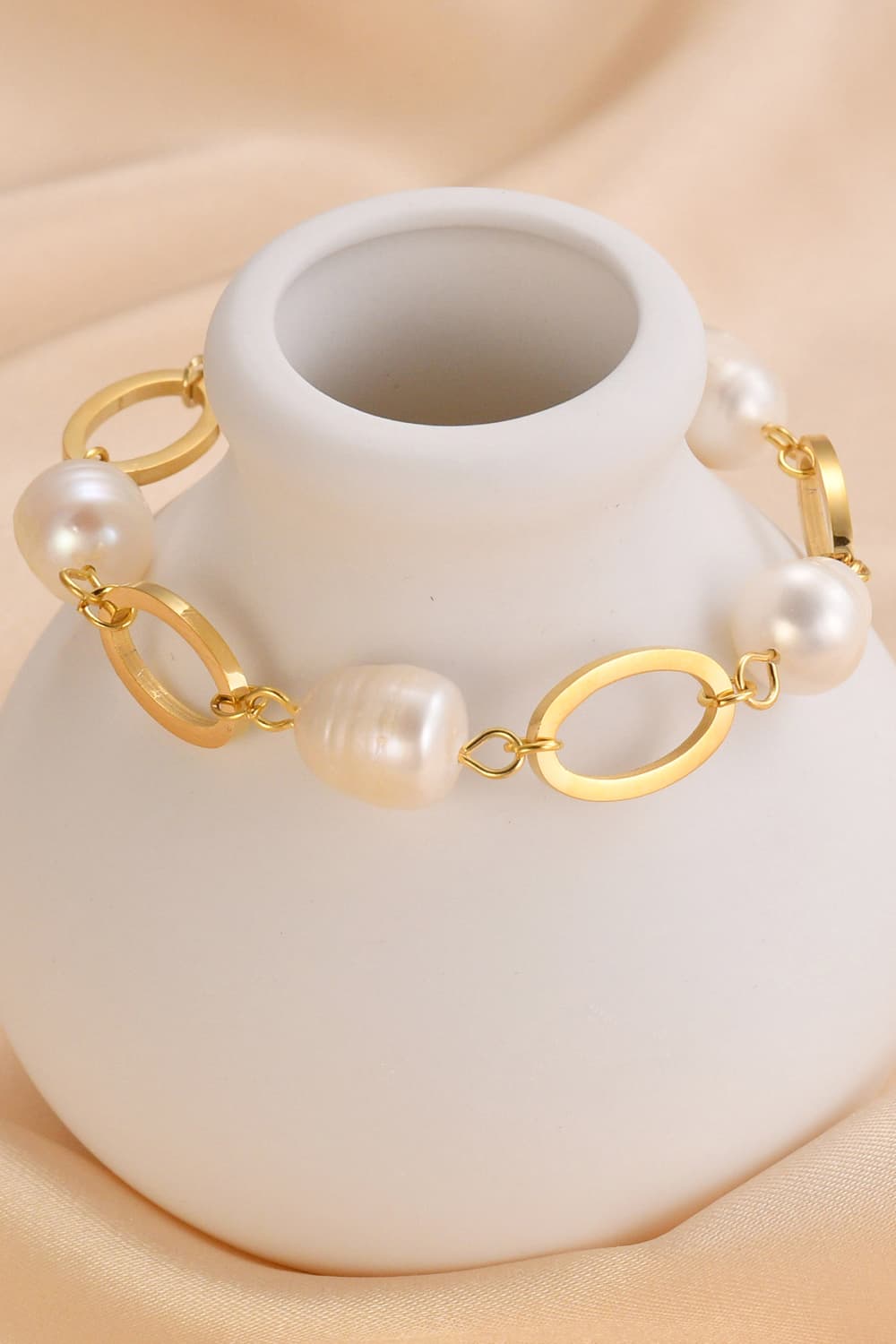 TFE: Freshwater Pearl Bracelet with 14K Gold-Plated Lobster Clasp