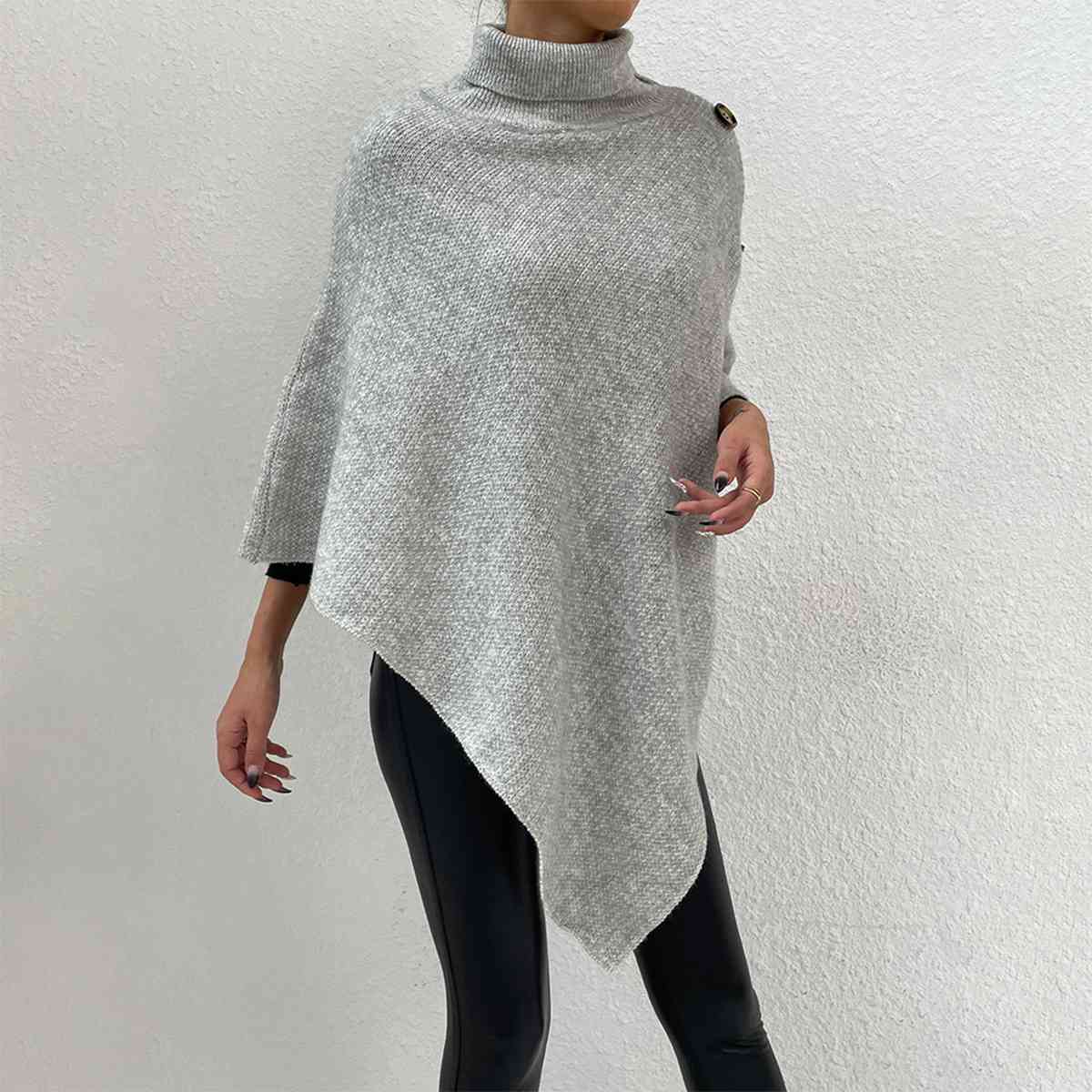 TFE: Turtleneck Buttoned Poncho