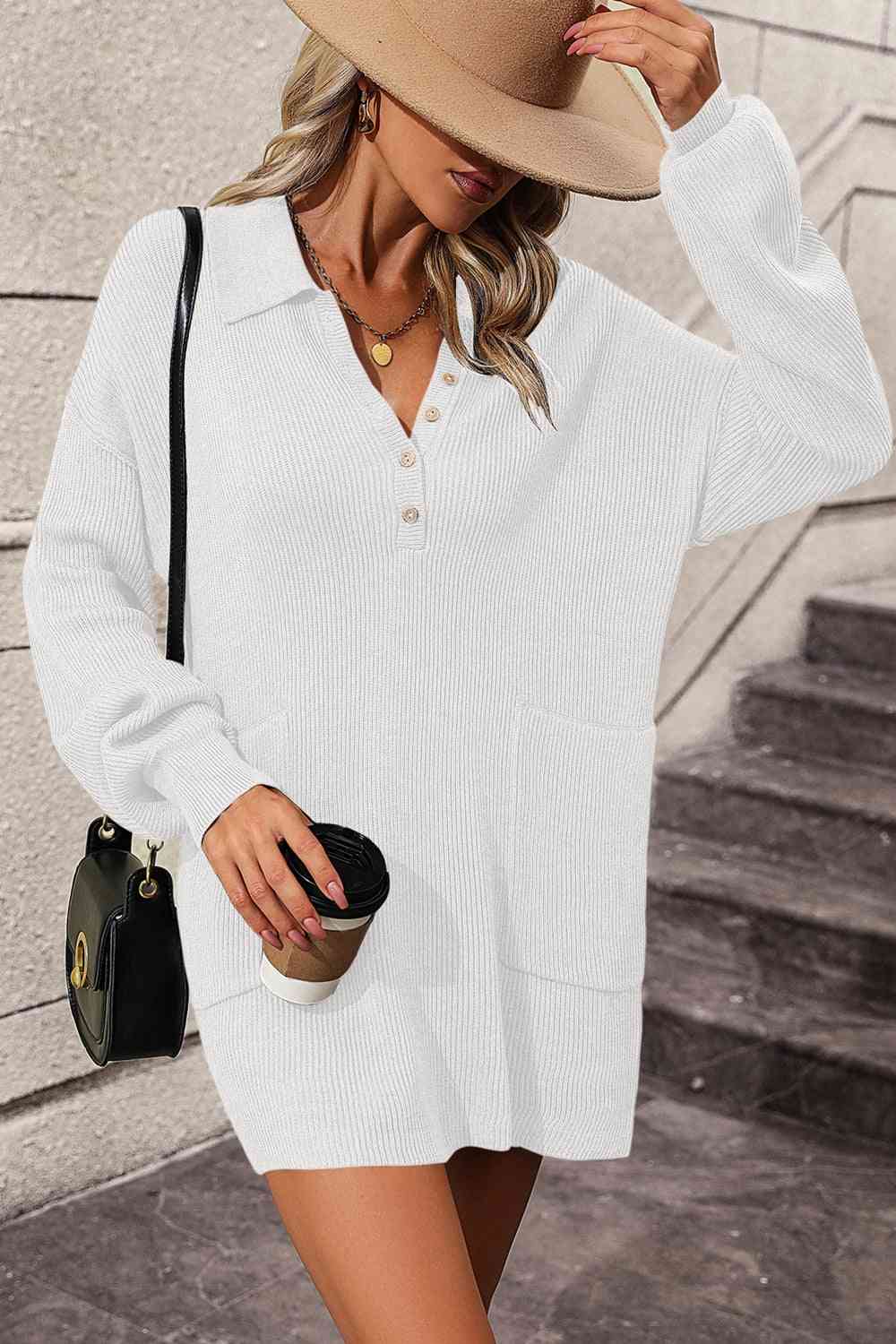 TFE: Johnny Collar Drop Shoulder Sweater Dress