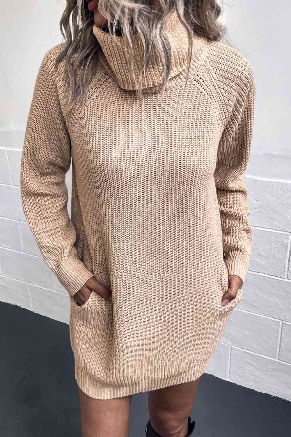 TFE: Cozy Haven: Turtleneck Sweater Dress with Pockets